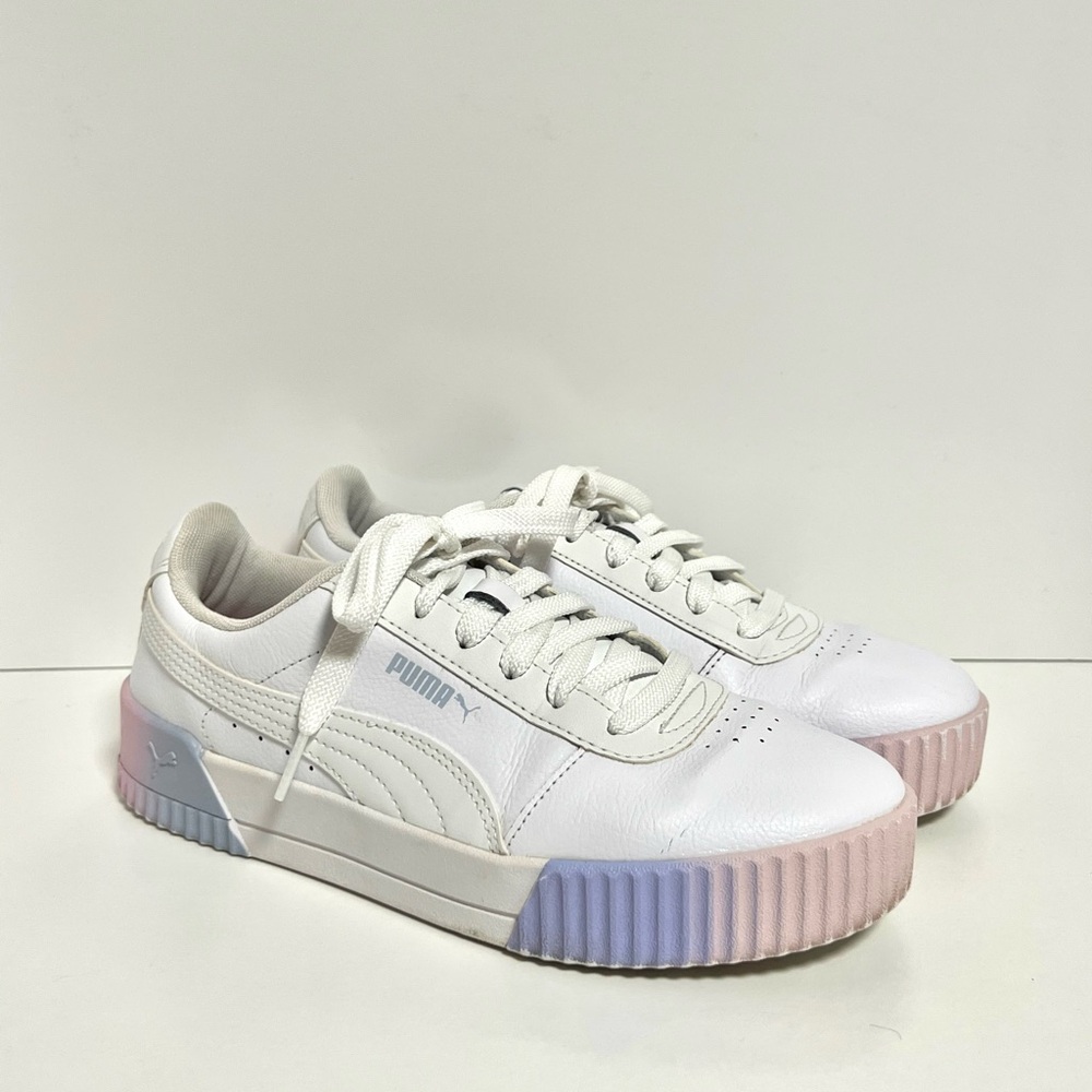 Puma White Sneakers with Pink and Purple Highlights